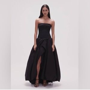 Aje Black Strapless Slit Gown